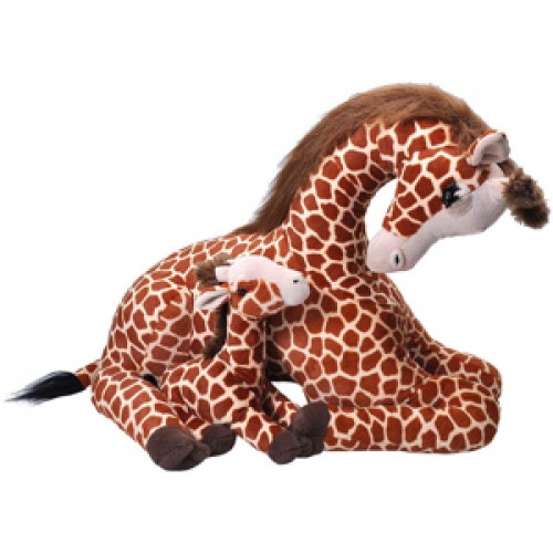 Mama si Puiul - Girafa JUMBO - Jucarie Plus Wild Republic 50 cm