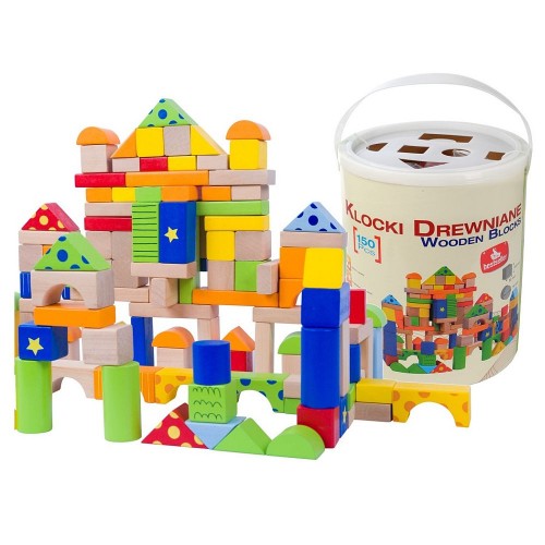 Set constructii din lemn cu modele - 150 piese Set constructii din lemn cu modele - 150 piese