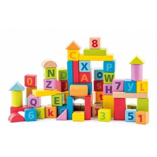 Cuburi colorate cu cifre si litere Woody Cuburi colorate cu cifre si litere Woody