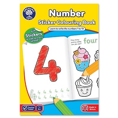 Carte de colorat cu activitati in limba engleza si abtibilduri Invata numerele - NUMBER