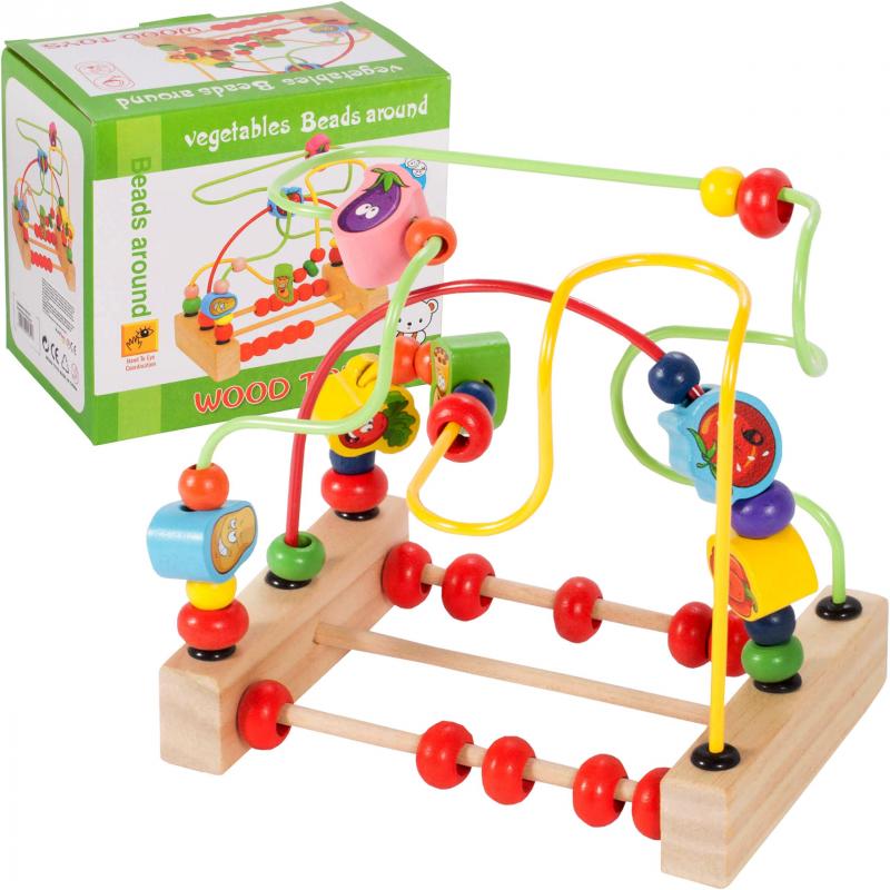 Jucarie din lemn Montessori - Labirint cu bile si numaratoare - MalPlay