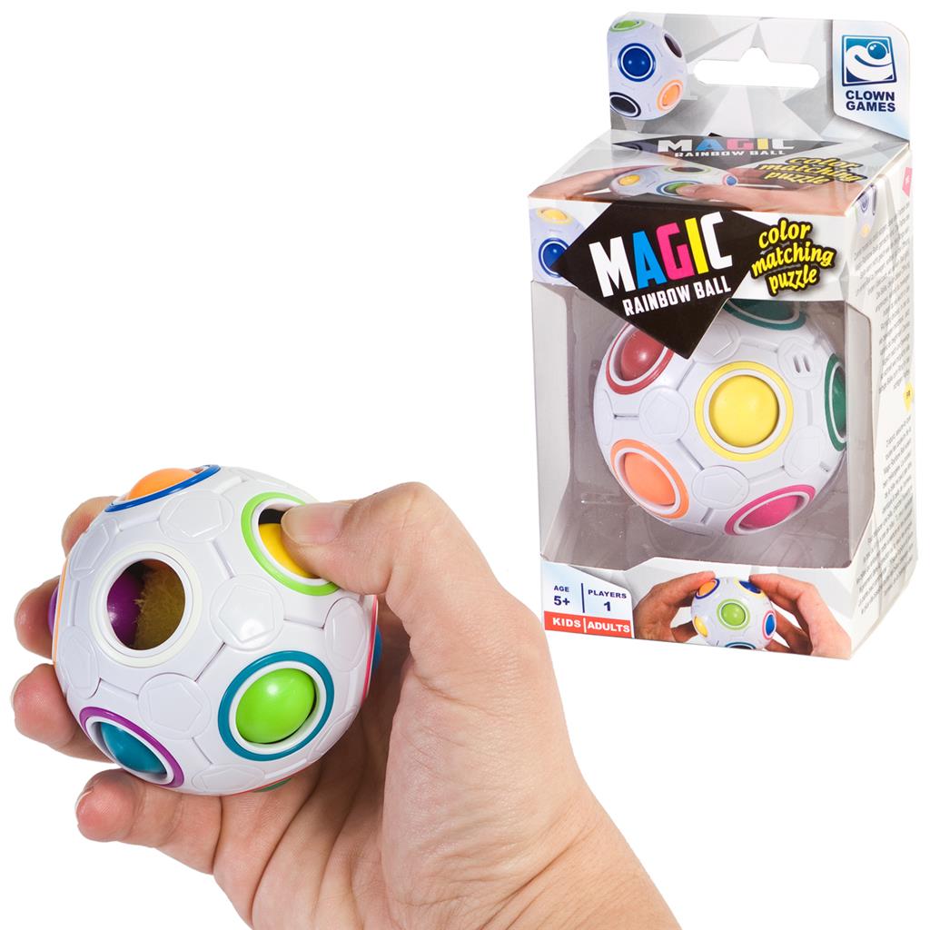 Minge antistres Fidget Rainbow Magic Ball, joc tip cub rubic, alb - Magic Puzzle